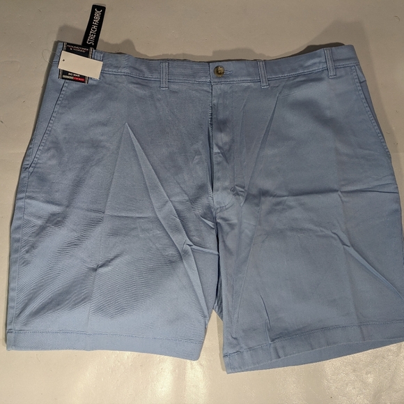 NEW Big Mens Roundtree & Yorke Casuals Chino Flat Shorts 9"I Lt Blue - Picture 1 of 9